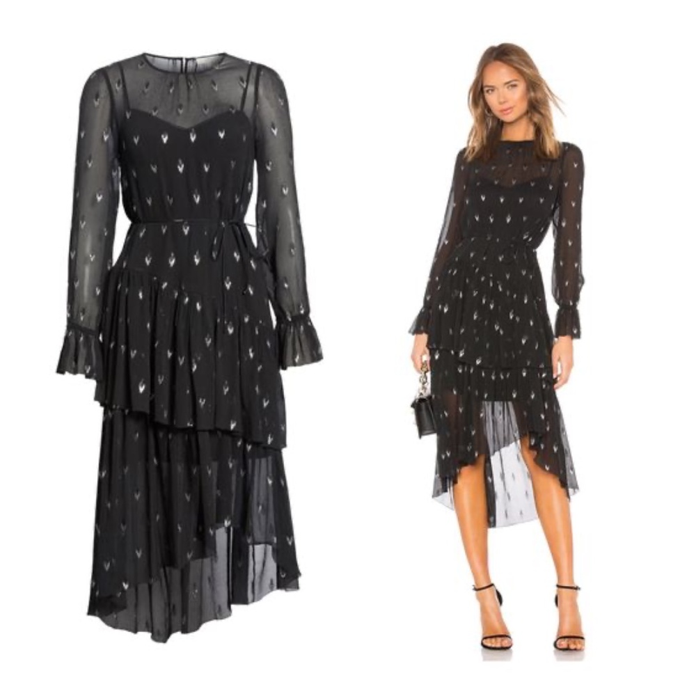 Joie black and silver silk sheer dress